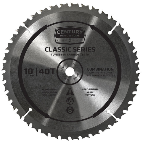 Century Drill And Tool Classic Series Circular Saw Blade 10″ X 40t X 5/8″ Arbor Combination