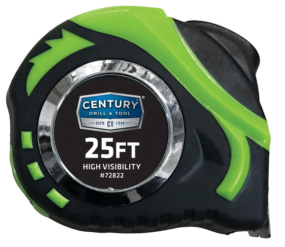 Century Drill And Tool Tape Measure High Visibility 25ft Length 1″ Blade Width