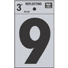 Address Number 9, Reflective Black Vinyl, 3-In.