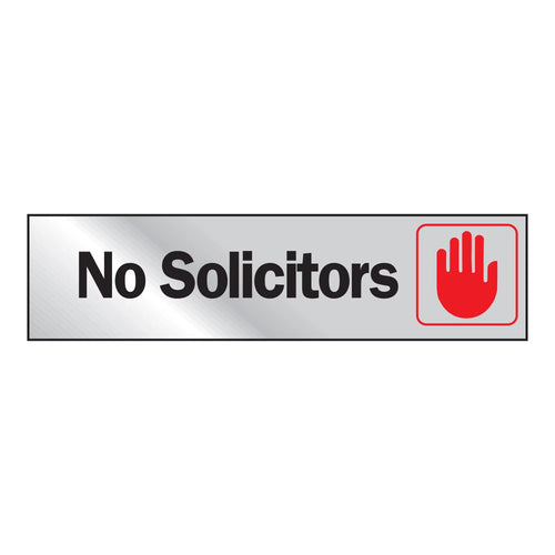 HY-KO  No Solicitors Metal Sign - Self Adhesive - 2 X 8