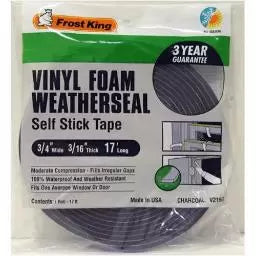 Frost King Vinyl Foam Weatherseal 3/4 X 3/16 X 17' L Charcoal (3/4 X 3/16 X 17', Charcoal)