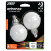 Feit Electric 3.8W (40W Replacement) Soft White (2700K) G16 1/2 (E12 Base) Frost Filament LED Bulb (2-Pack) (3.8 Watts)