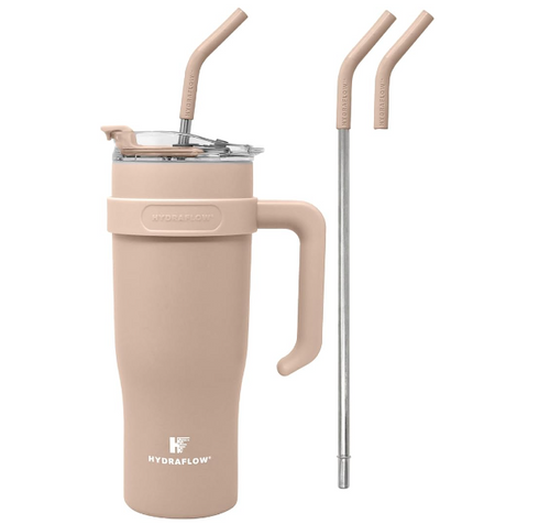 Wellness Double Wall Stainless Steel Tumbler with Straw and Handle