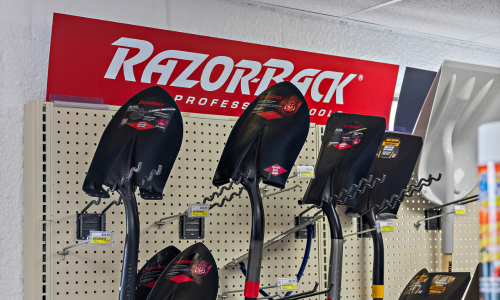 Our selection of various Razor-Back shovels.