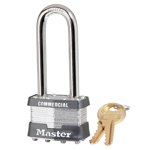 Master Lock Laminated Padlocks 1-3/4in (44mm) Wide Laminated Steel Pin Tumbler Padlock with 2-1/2in (64mm) Shackle, Keyed Alike (2-1/2