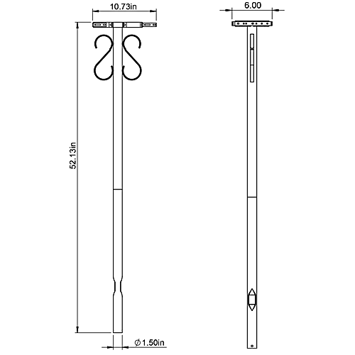 Architectural Mailboxes Round Steel Mailbox Post (52.1 H x 6 W x 10.7 D, Black)