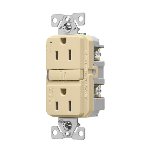 Eaton Slim GFCI Receptacle TRGF15V (15A, Ivory)