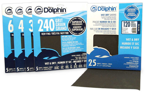 Linzer Blue Dolphin Wet & Dry Silicon Carbide Sanding Paper 240 Grit 5 Pack 9