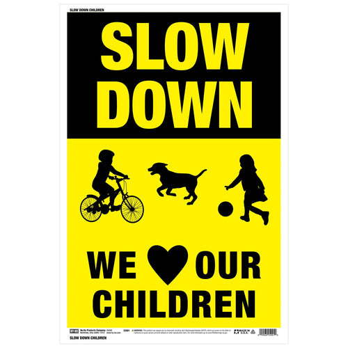 Hy-Ko Plastic Slow Down Children Playing Sign, 12” x 18” (12 x 18)