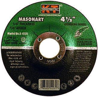 K-T Industries 4-1/2 X 1/4 X 7/8 Masonry Grinding Wheel